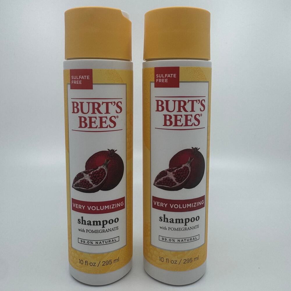 New Burt's Bees Very Volumizing SHAMPOO (x2) with Pomegranate 10 oz Sulfate Free